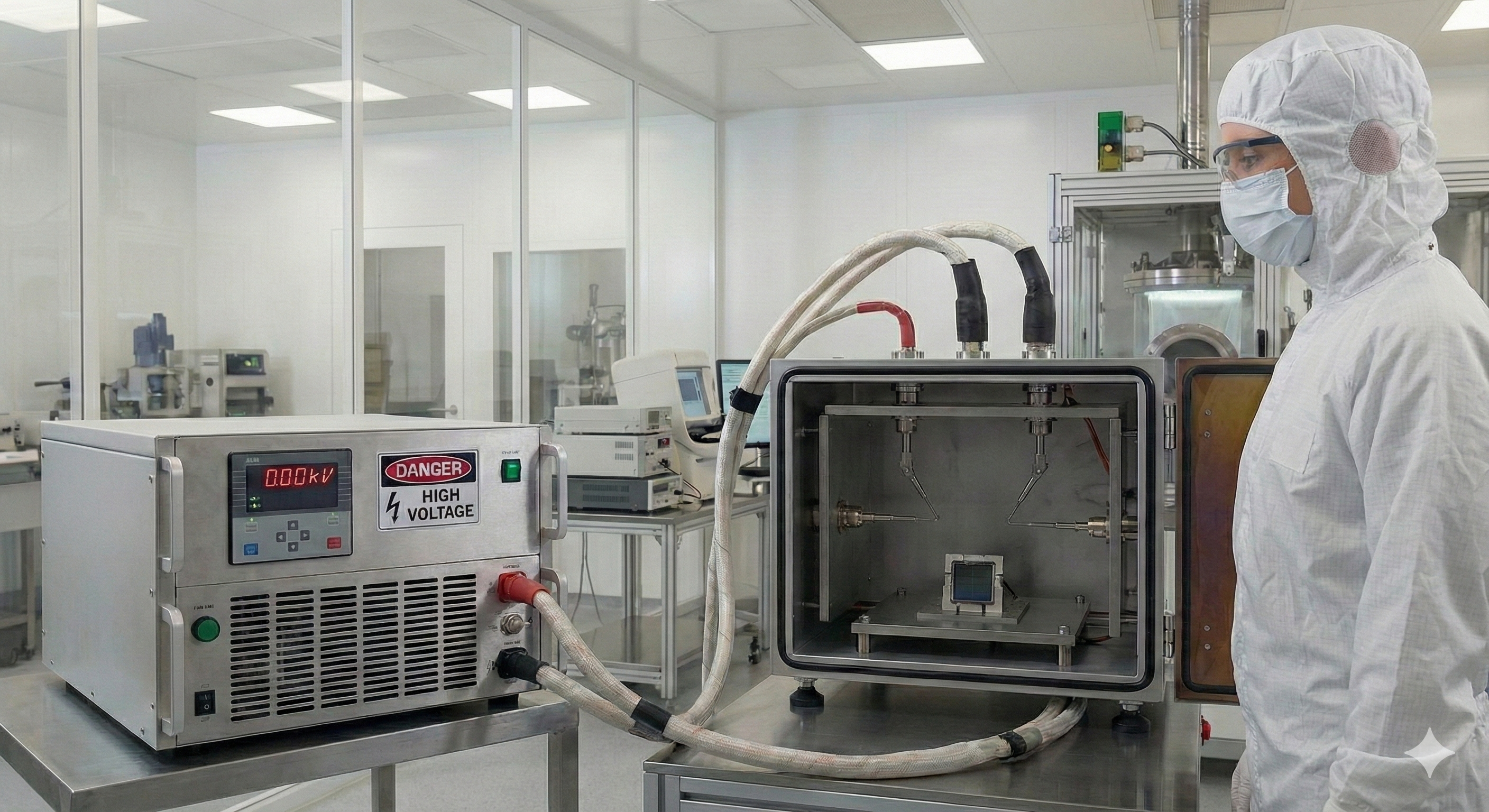 High voltage power supply linked to a open hatch